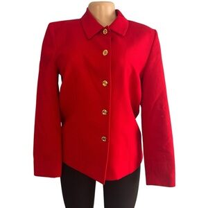 Pendleton Vintage Red Button Front Lined Jacket Red 100% Virgin Wool Blazer